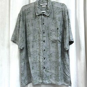 FIRETHORN SILVER Hawaiian Shirt 100% SILK Men's large